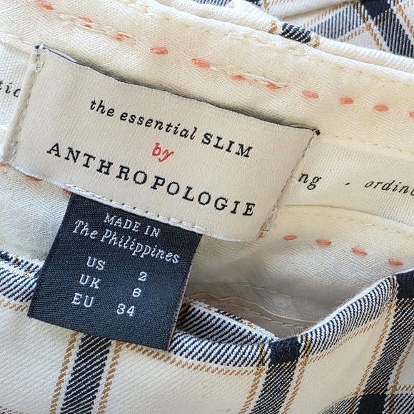 Anthropologie The Essential Slim Pants Plaid Size 2 - Picture 3 of 11